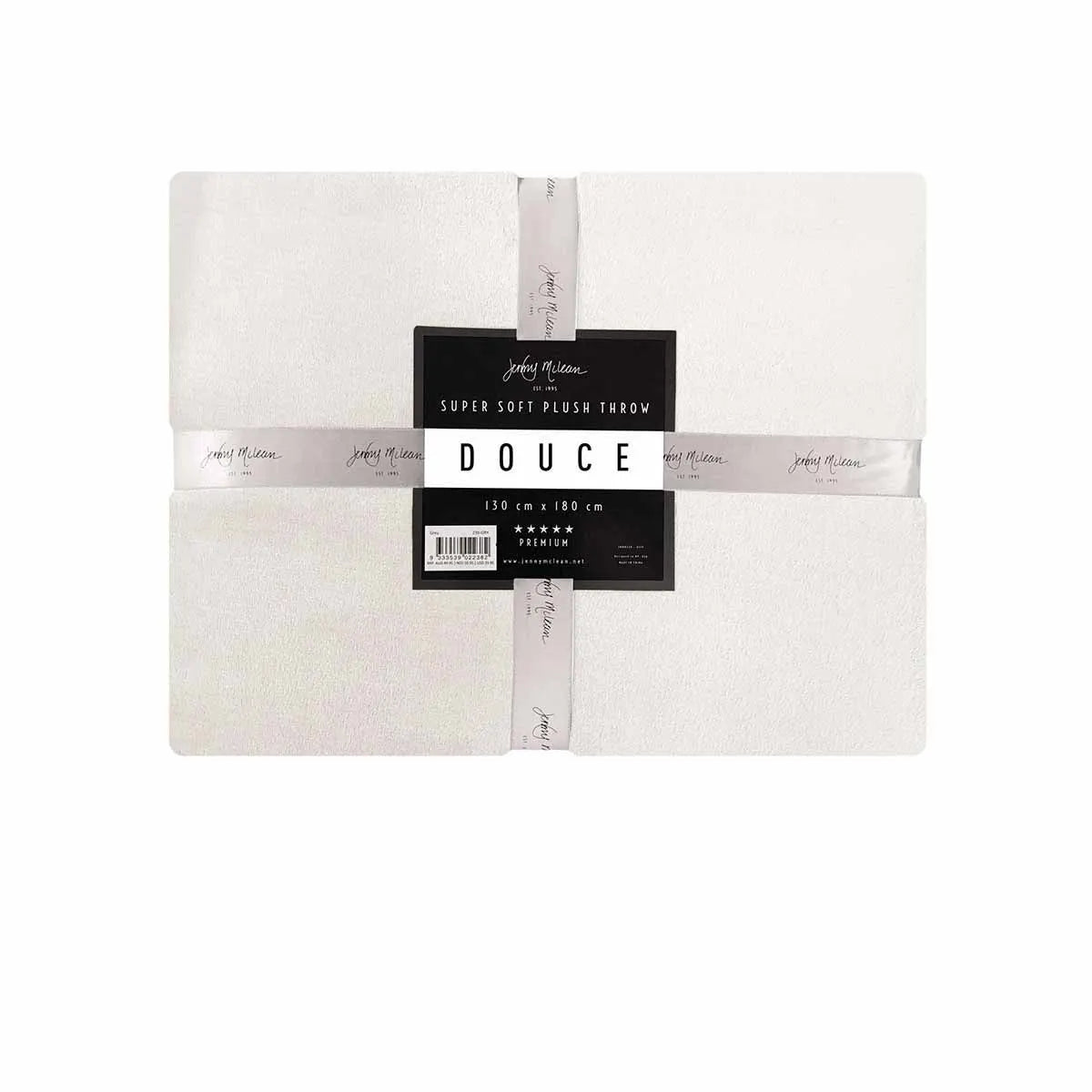 Jenny Mclean 300GSM Douce Super Soft Plush Throw 130 x 180 cm Ivory