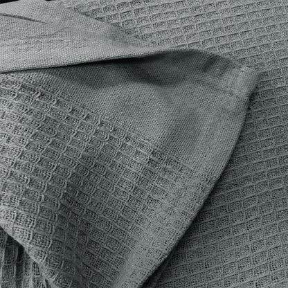 Living @ Home 350gsm 100% Cotton Breathable Waffle Blanket Single 180 x 230 cm Charcoal - Image 3