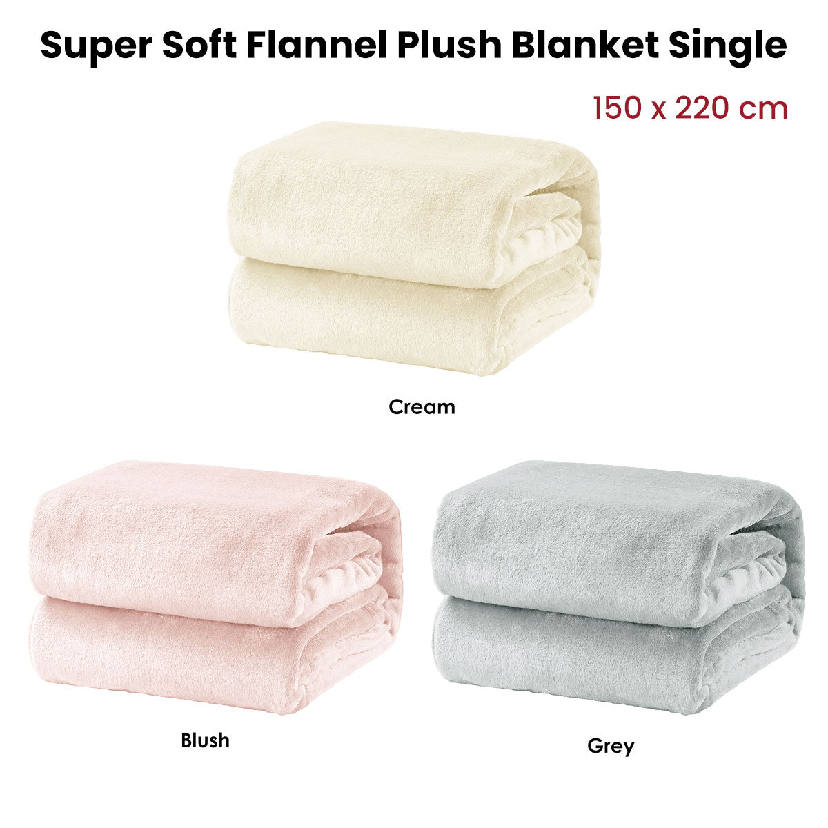 Super Soft Micro Flannel Plush Blanket Single 150 x 220 cm Blush - Image 2