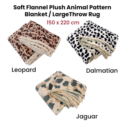 Animal Skin Pattern Soft Flannel Plush Single Size Blanket / Large Throw Rug 150 x 200cm Jaguar - Image 2