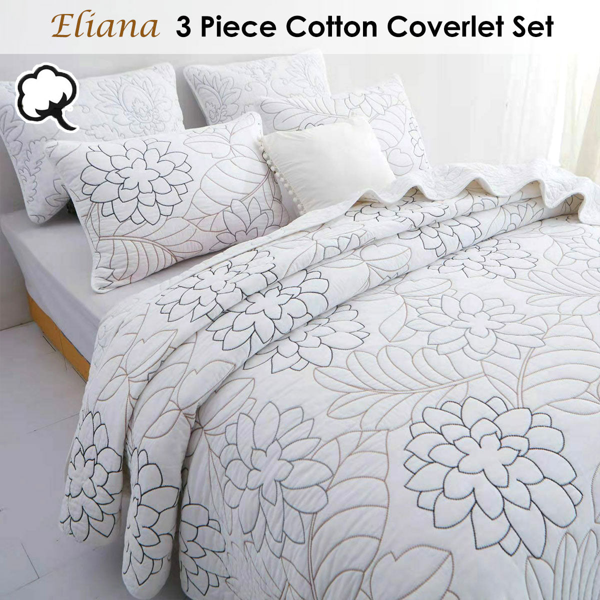100% Cotton Coverlet Set Eliana Queen - Image 2
