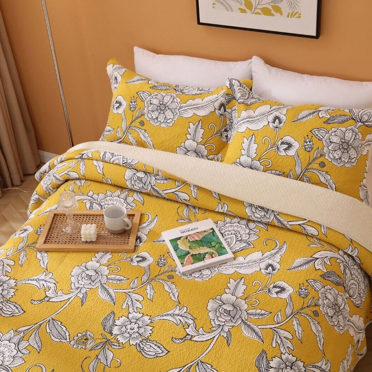 Cotton Lightly Quilted Coverlet Set Vibrante Yellow Queen - Image 3