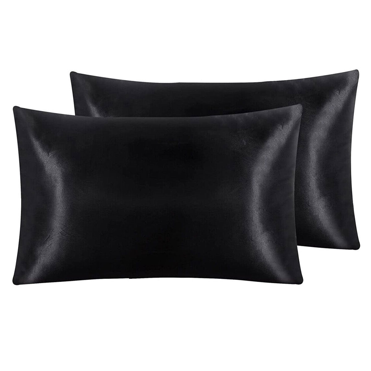 Pair of Standard Satin Silk Pillowcases with Envelope Closure 51 x 76 cm Grey - Image 3