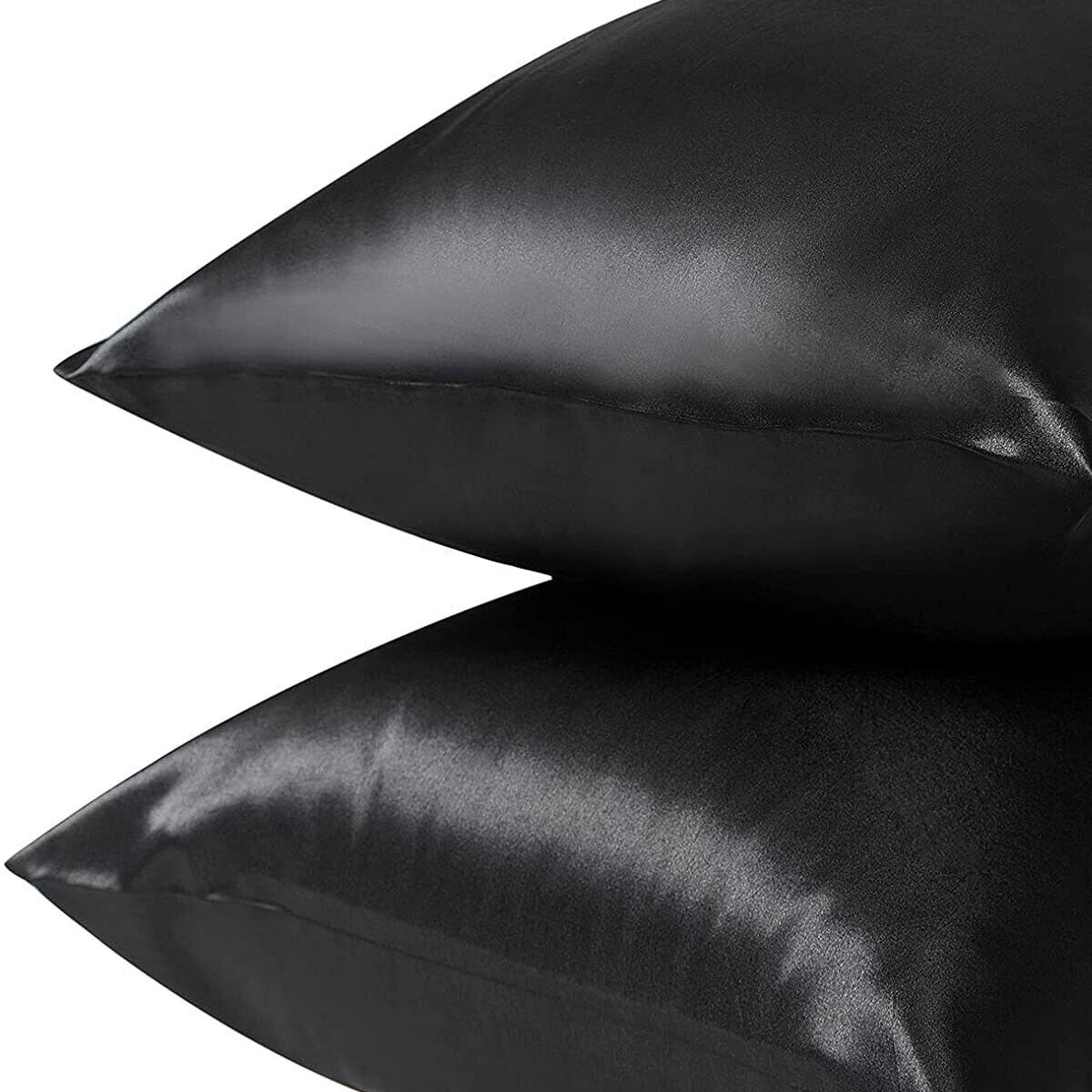 Pair of Standard Satin Silk Pillowcases with Envelope Closure 51 x 76 cm Navy - Image 4