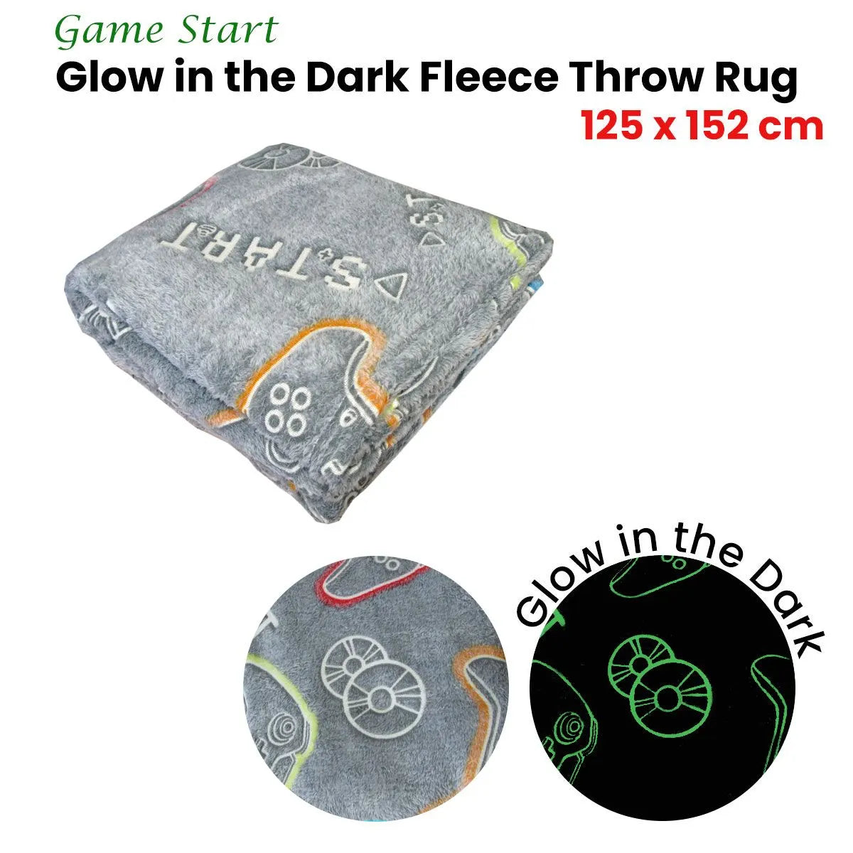 Grey Game Start Glow in the Dark Throw Blanket 125x152 cm - Image 2