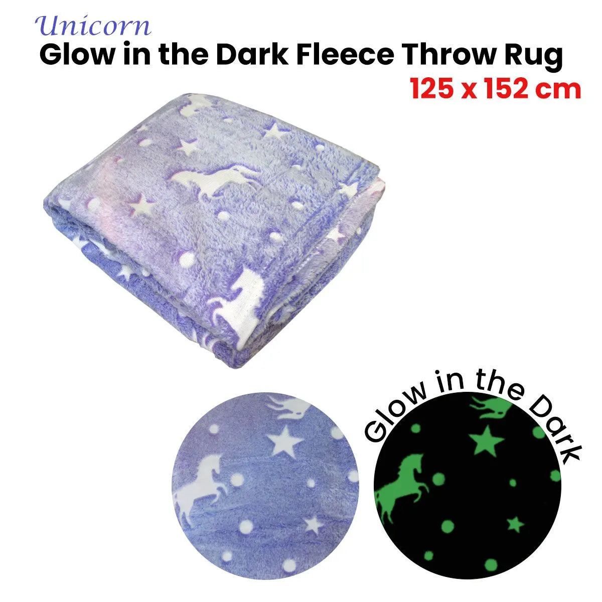 Grey Unicorn Glow in the Dark Throw Blanket 125x152 cm - Image 2
