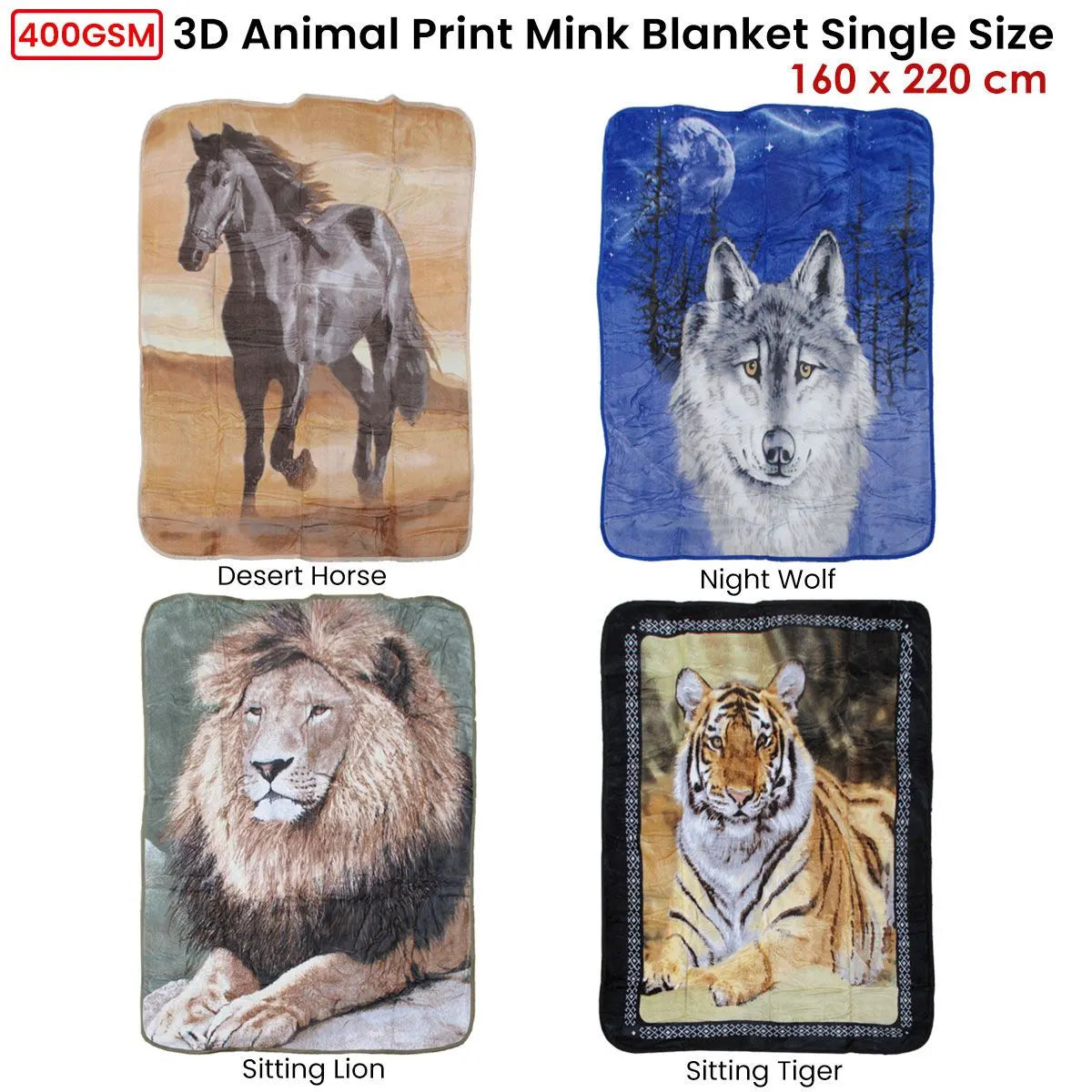 Soft 3D Animal Print Faux Mink Blanket Single Sitting Lion - Image 2
