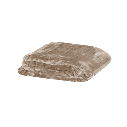 350gsm Soft Plain Faux Mink Blanket Single / King Single 160x220 cm Latte