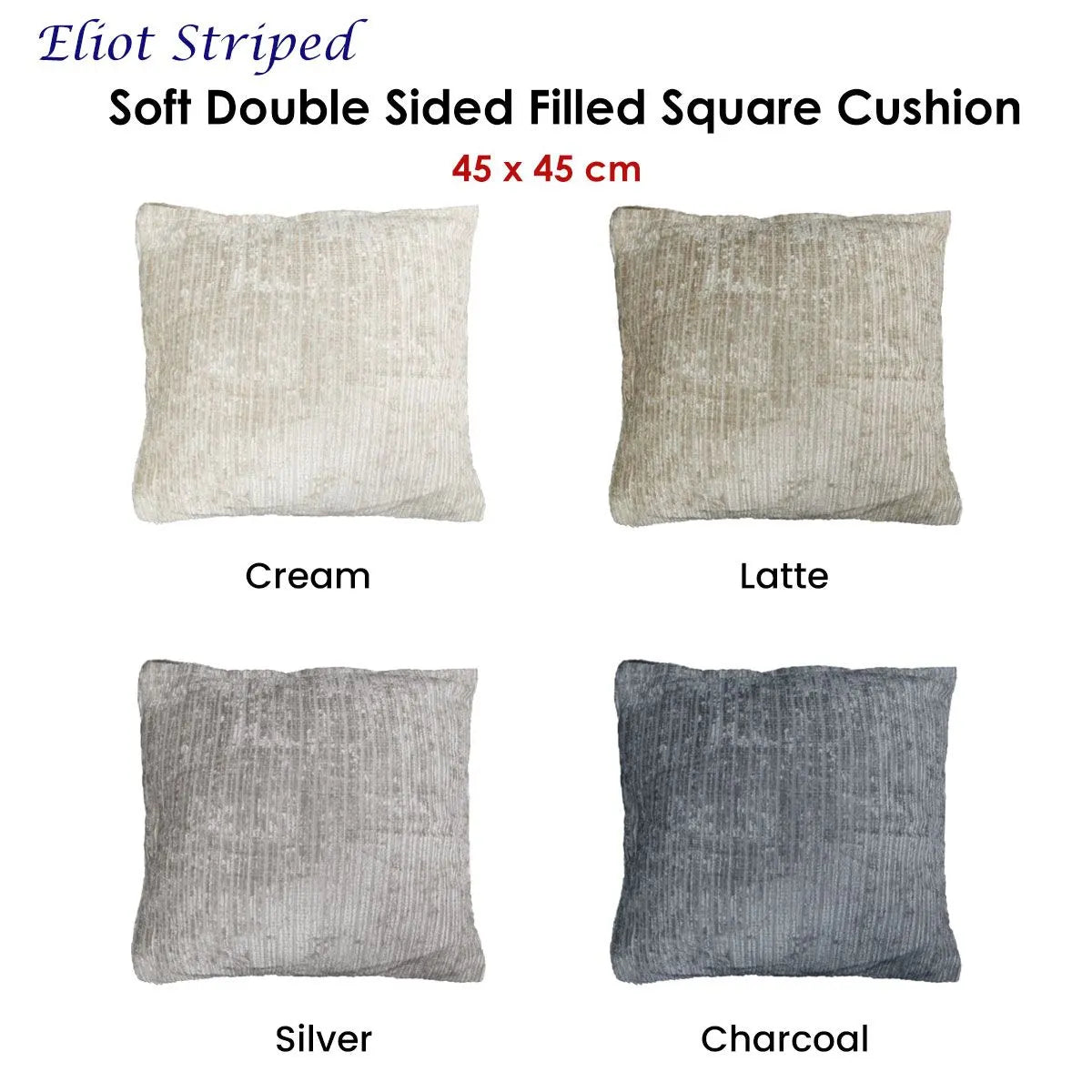 Eliot Striped Double Sided Filled Cushion Square - 45cm x 45cm Cream - Image 2