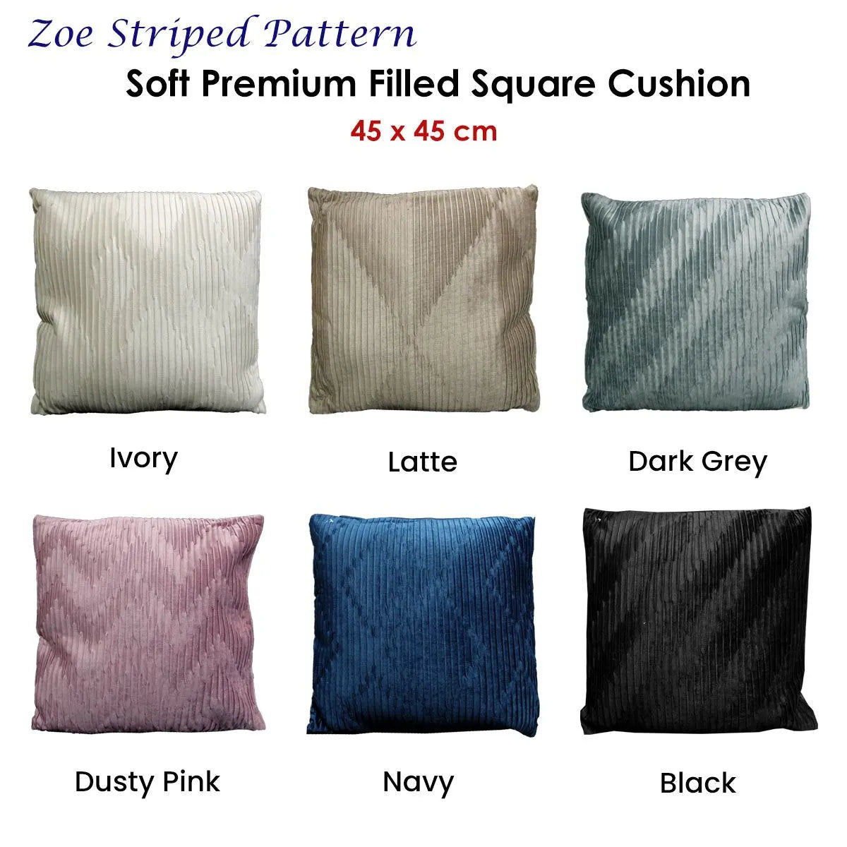 Zoe Premium Filled Cushion Square - 45cm x 45cm Navy - Image 2