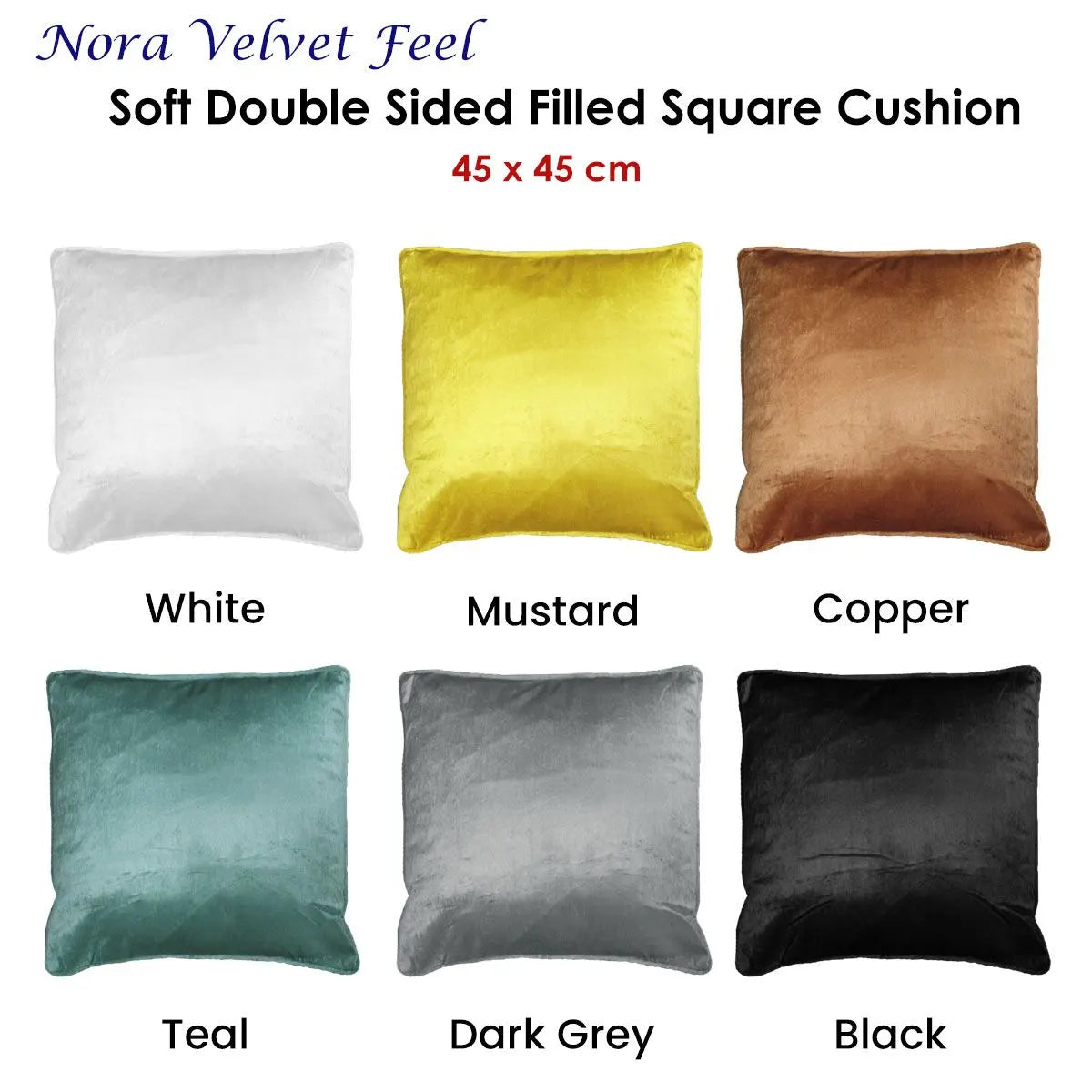 Nora Double Sided Filled Cushion Square - 45cm x 45cm Black - Image 2