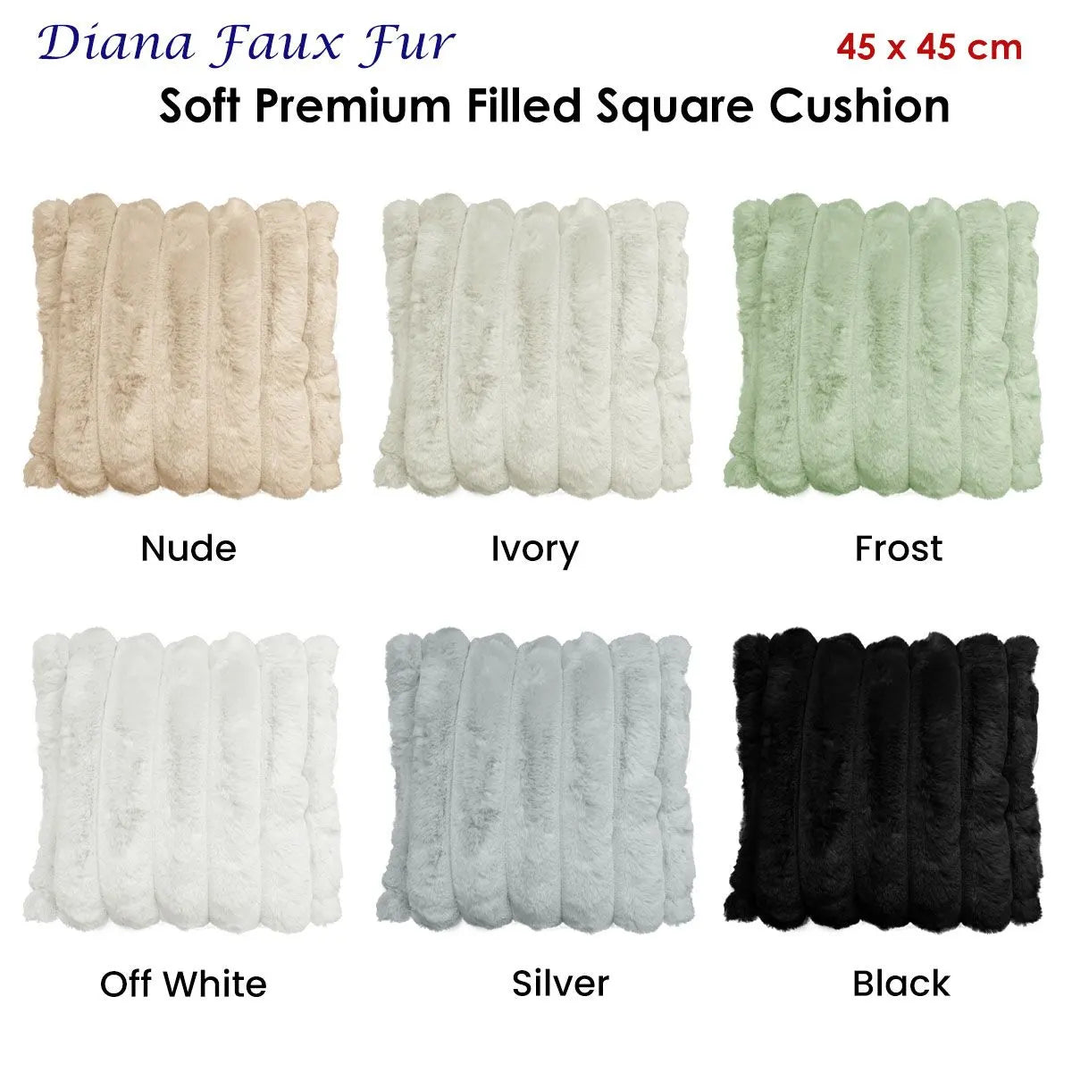 Diana Faux Fur Soft Filled Cushion Square - 45cm x 45cm Silver - Image 2