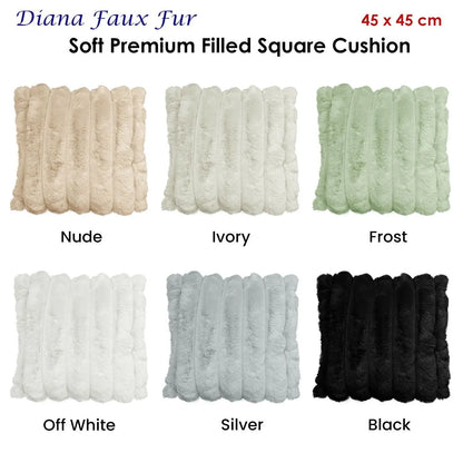 Diana Faux Fur Soft Filled Cushion Square - 45cm x 45cm Silver - Image 2
