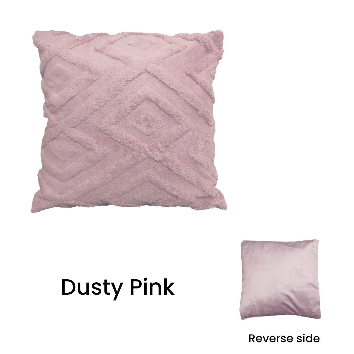 Diamond Texture Filled Cushion Square - 45cm x 45cm Dusty Pink - Image 3