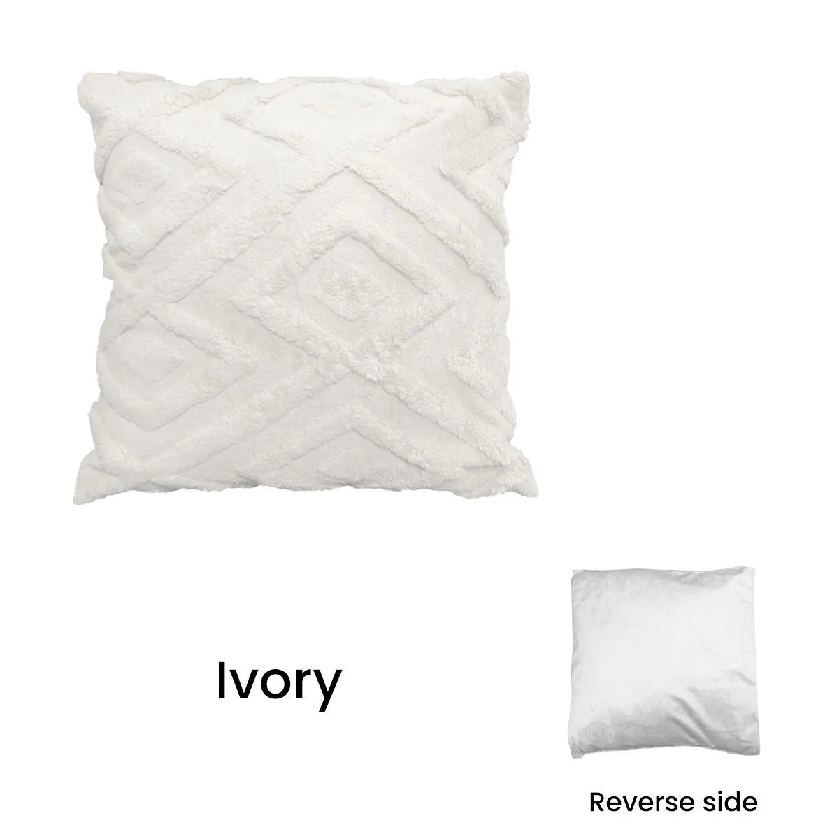Diamond Texture Filled Cushion Square - 45cm x 45cm Ivory - Image 3