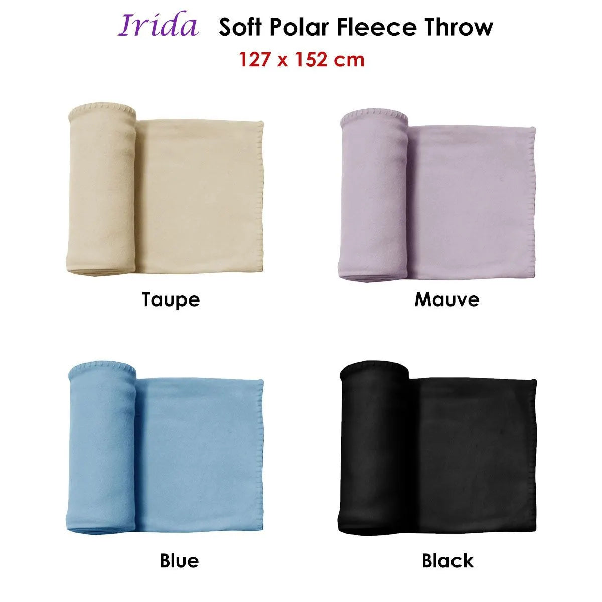 Budget 150gsm Irida Soft Polar Fleece Throw 127 x 152 cm Black - Image 2