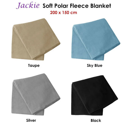 Budget 150gsm Jackie Soft Polar Fleece Extra Large Throw / Single Sized Blanket 200 x 150 cm Black - Image 2
