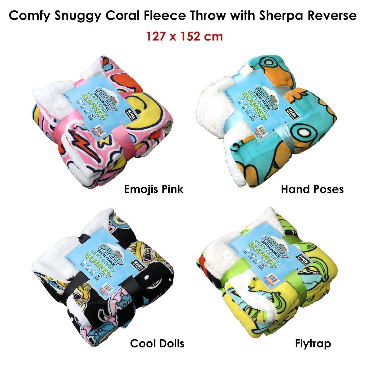 Snuggle Coral Fleece Throw with Sherpa Reverse 127 x 152 cm Hand Poses Teal - Image 2