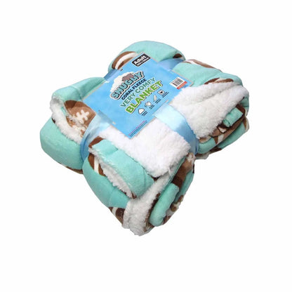 Snuggle Coral Fleece Extra Large Throw with Sherpa Reverse 200 x 128 cm American Football Teal