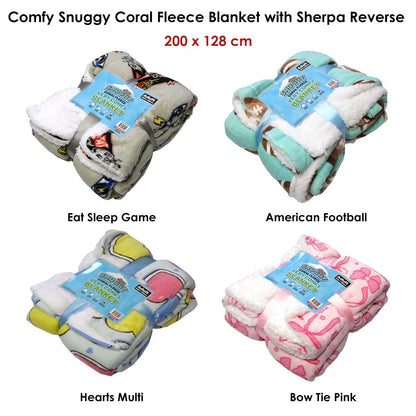 Snuggle Coral Fleece Extra Large Throw with Sherpa Reverse 200 x 128 cm Hearts Multi - Image 2
