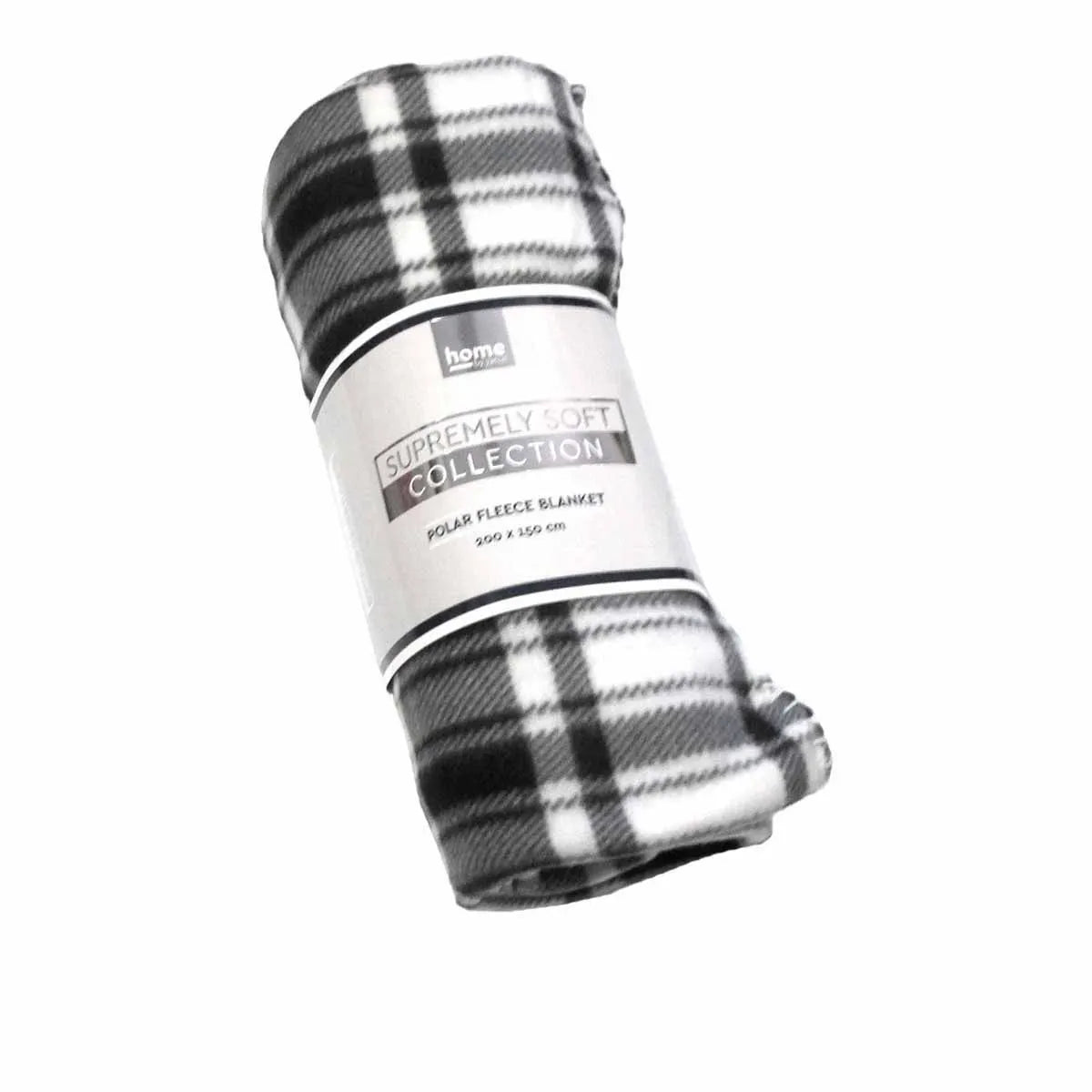 Budget 165gsm Printed Checkered Soft Polar Fleece Extra Large Throw / Single Sized Blanket 150 x 200 cm Black