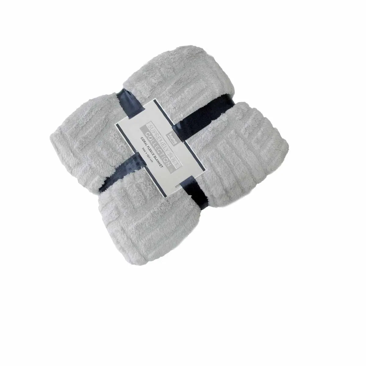 Troy Pattern Coral Fleece Extra Large Throw / Single Sized Blanket 150 x 200 cm Silver
