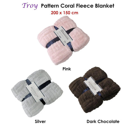 Troy Pattern Coral Fleece Extra Large Throw / Single Sized Blanket 150 x 200 cm Silver - Image 2