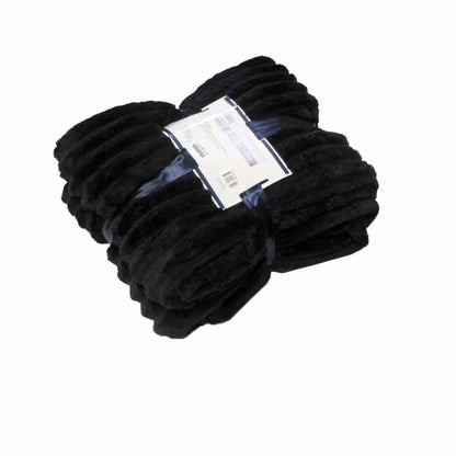 Harper Supremely Soft Fleece Extra Large Throw / Single Sized Blanket 200 x 150 cm Black