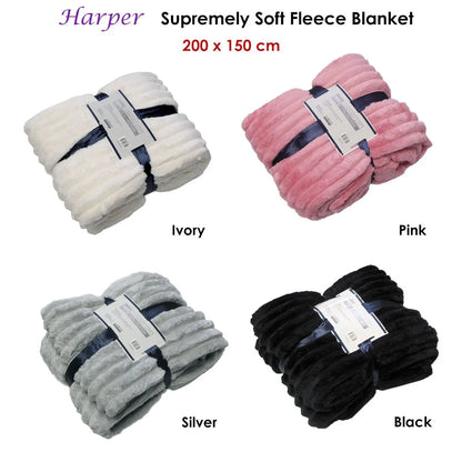 Harper Supremely Soft Fleece Extra Large Throw / Single Sized Blanket 200 x 150 cm Silver - Image 2