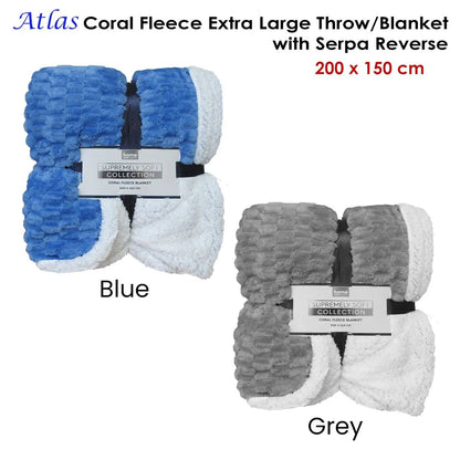 Atlas Extra Large Coral Fleece Throw Rug/Single Size Blanket Grey - Image 2