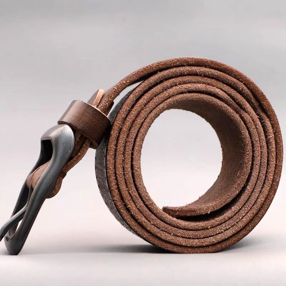 Men's Genuine Leather Belt Vintage Cowhide Pin Buckle 125cm Adjustable Length - Image 6
