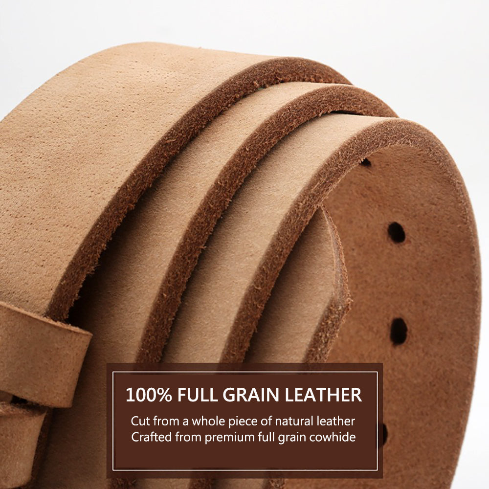Men's Genuine Leather Belt Full Grain Cowhide Belt with Detachable Buckle (120cm) - Image 3