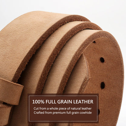 Men's Genuine Leather Belt Full Grain Cowhide Belt with Detachable Buckle (130cm) - Image 3