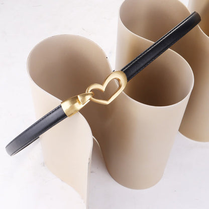 Women's Genuine Leather Thin Adjustable Waist Belt for Dresses Blazers (Black) - Image 3