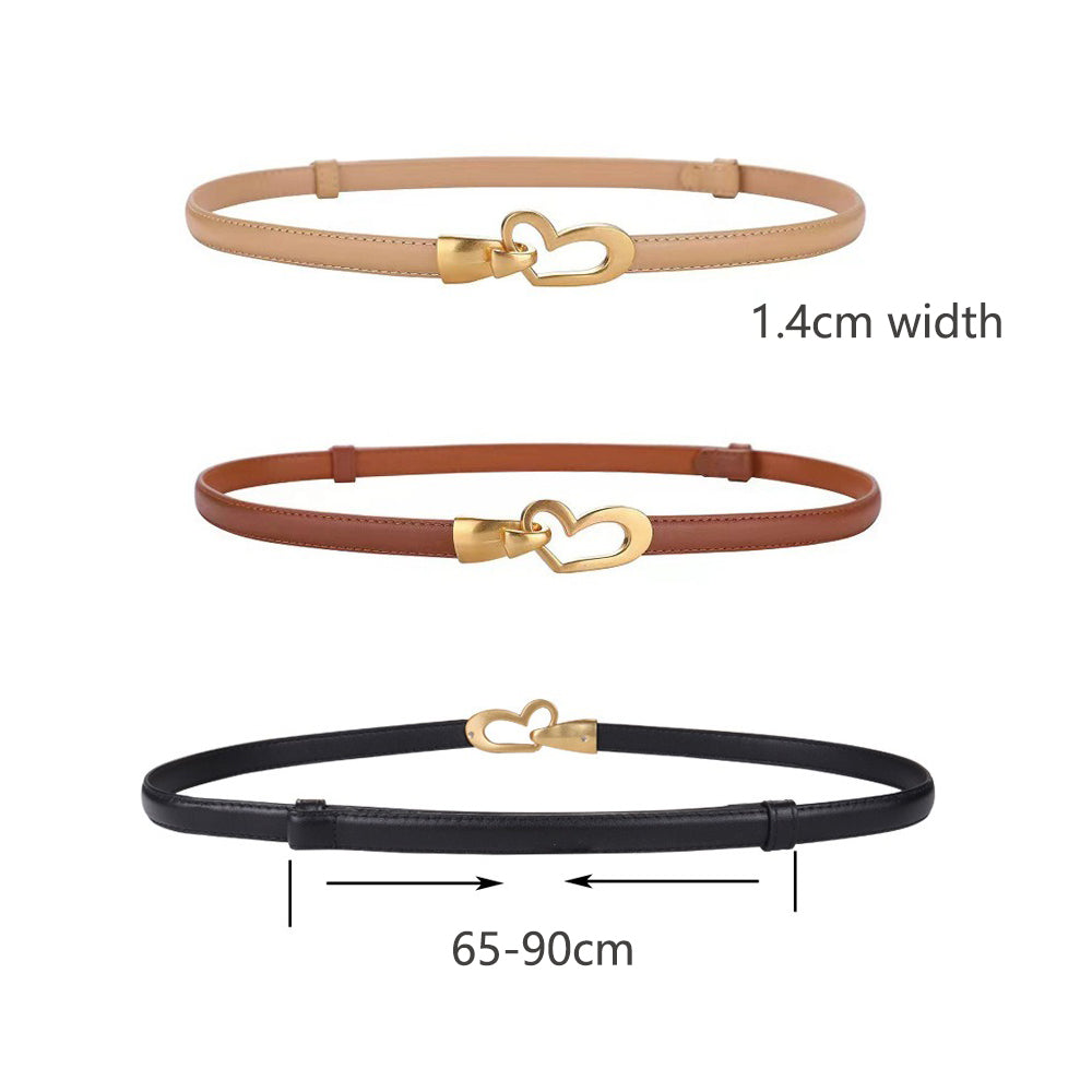 Women's Genuine Leather Thin Adjustable Waist Belt for Dresses Blazers (Black) - Image 4