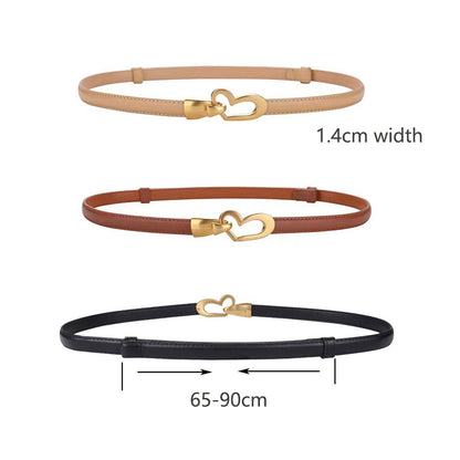Women's Genuine Leather Thin Adjustable Waist Belt for Dresses Blazers (Black) - Image 4