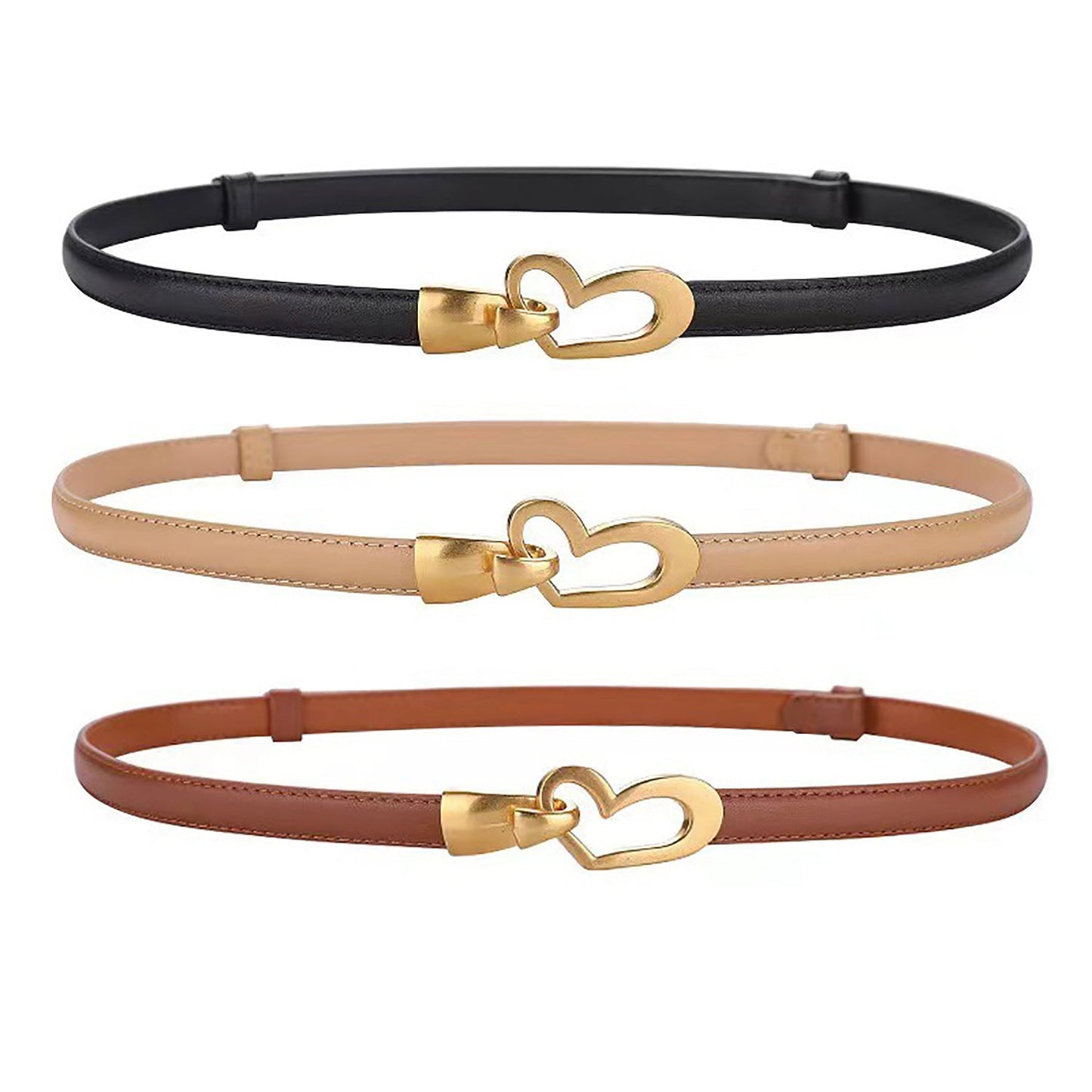 Women's Genuine Leather Thin Adjustable Waist Belt for Dresses Blazers (Black) - Image 6