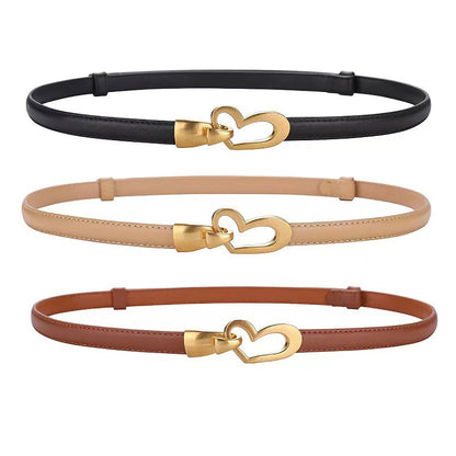 Women's Genuine Leather Thin Adjustable Waist Belt for Dresses Blazers (Black) - Image 6