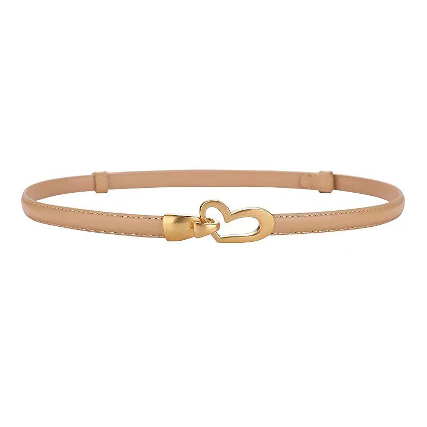 Women's Genuine Leather Thin Adjustable Waist Belt for Dresses Blazers (Khaki)