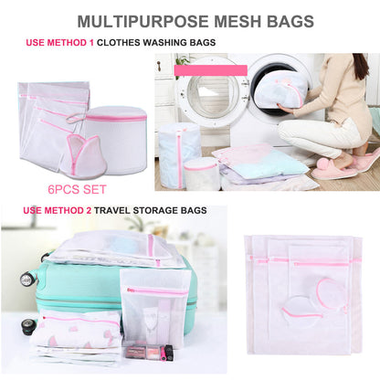 Washing Bag Pack Set Of 6 Laundry Bags Mesh Lingerie Delicate clothes Wash Bags - Image 2