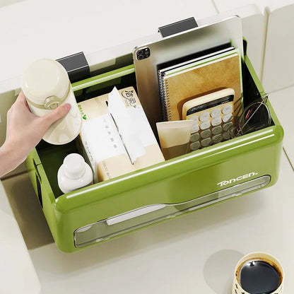 Foldable Hanging Storage Box No Drilling Required Wall-mounted Organizer (Green) - Image 6