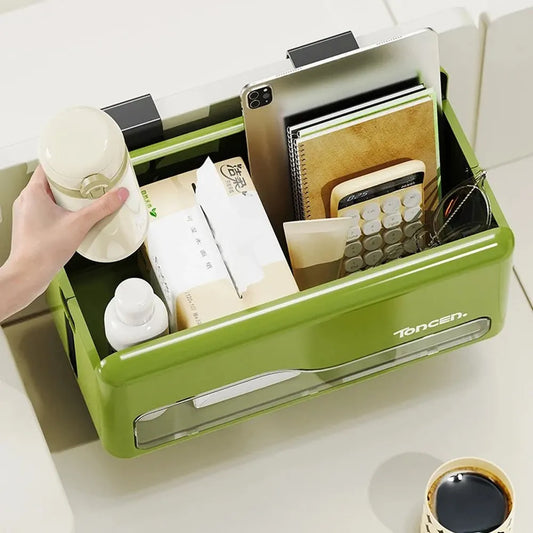 Foldable Hanging Storage Box No Drilling Required Wall-mounted Organizer (Green) - Image 6