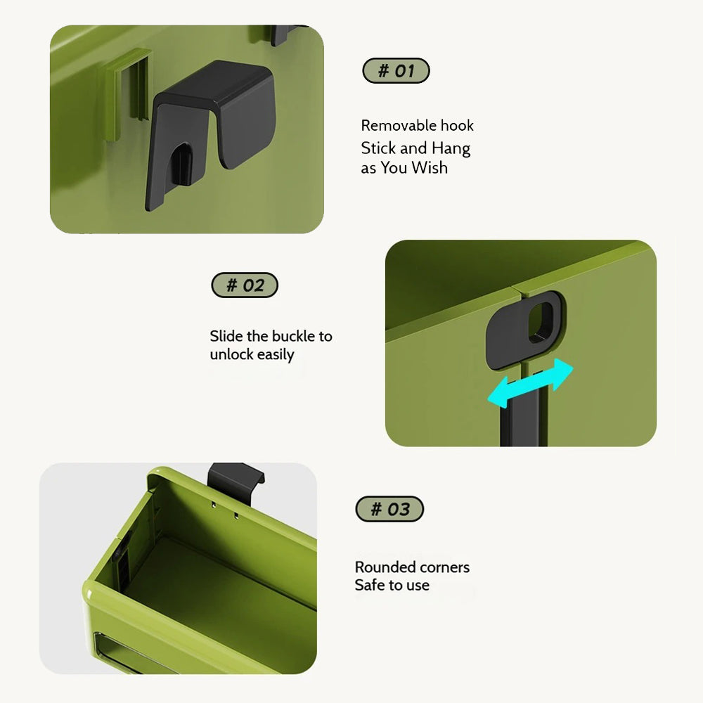 Foldable Hanging Storage Box No Drilling Required Wall-mounted Organizer (Green) - Image 8