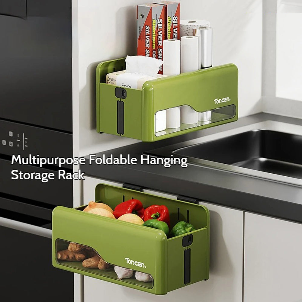 Foldable Hanging Storage Box No Drilling Required Wall-mounted Organizer (Red) - Image 2