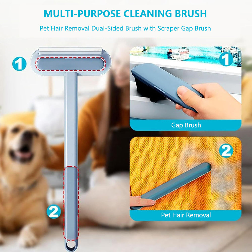 Multi-Purpose Cleaning Brush Pet Hair Removal Dual-Sided Brush with Scraper Gap Brush - Image 2