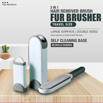 3 in 1 Furs Brusher Pet Hair Lint Remover Brush Self-cleaning Base - Image 2