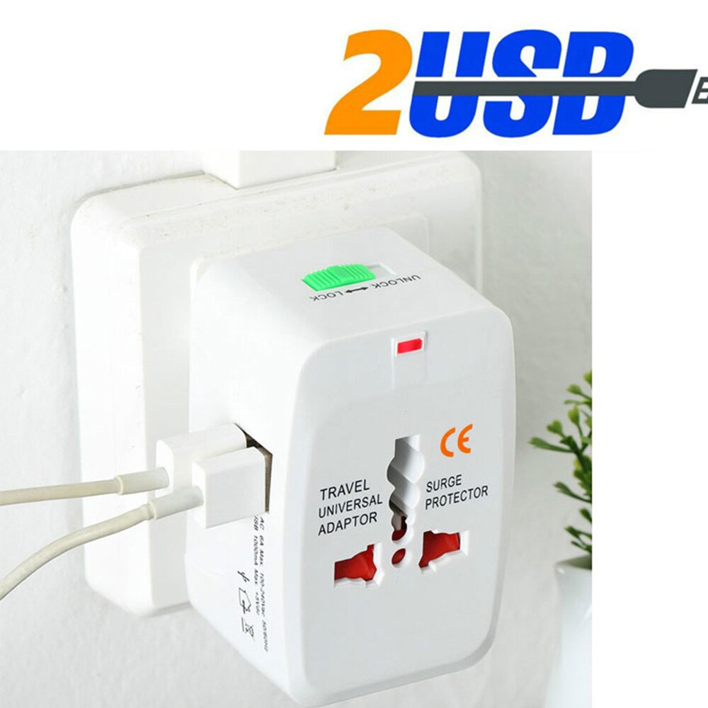 Dual USB Portable Electric Plug Power Socket Adapter International Travel Universal Charger Converter EU UK US AU - Image 2
