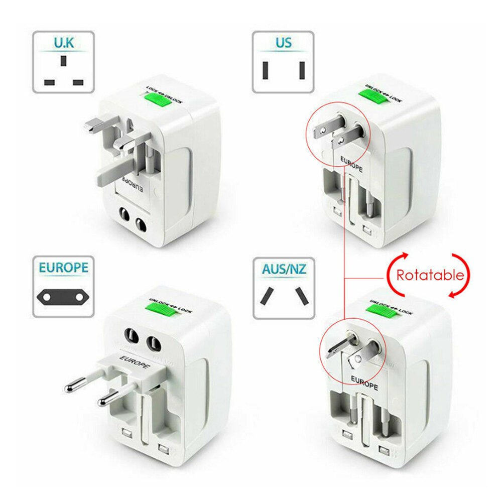 Dual USB Portable Electric Plug Power Socket Adapter International Travel Universal Charger Converter EU UK US AU - Image 3