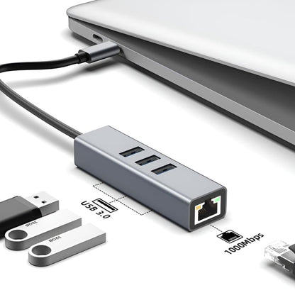 USB C to Ethernet Adapter with 1000Mbps Gigabit RJ45 and 3xUSB 3.0 Ports - Image 2