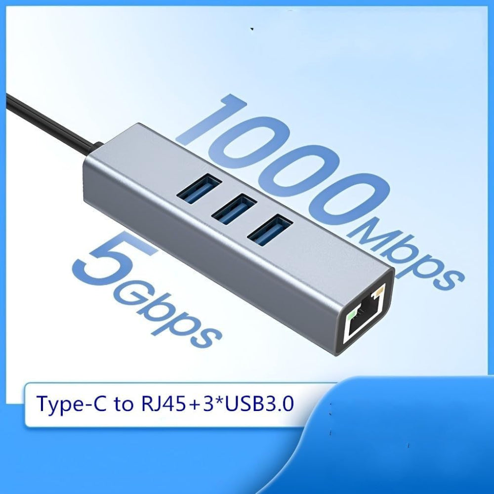 USB C to Ethernet Adapter with 1000Mbps Gigabit RJ45 and 3xUSB 3.0 Ports - Image 3